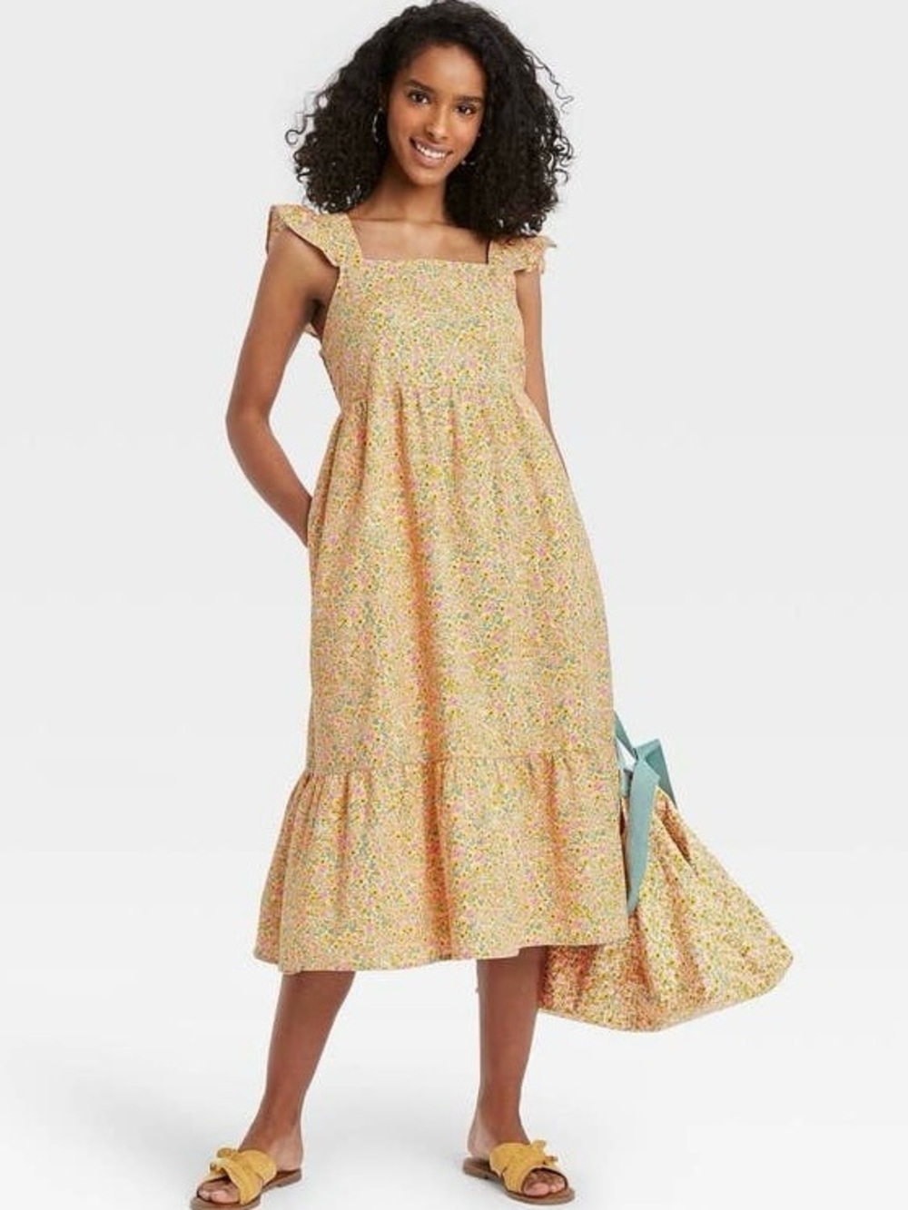 Universal Thread Yellow Floral Midi Dress